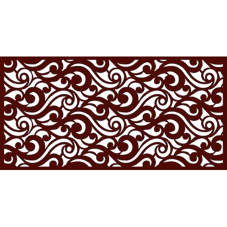 LaserCut Metal Privacy Fence, WaveCurve, Rust, 24 X 48/pc